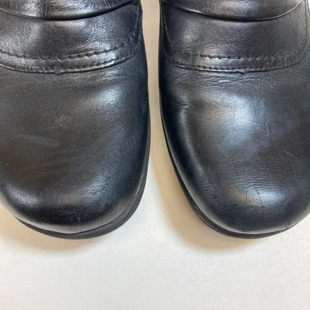 Clarks Christine Club Ankle Black Leather Boots Womens 9.5M Buckle Side Zipper - Picture 5 of 10